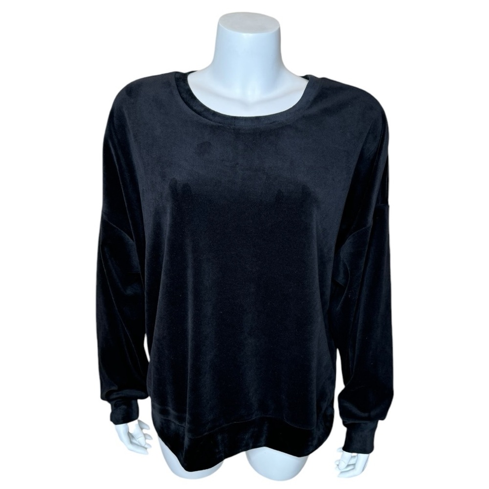 Torrid Sleep Velour Crew Sweatshirt 1X Pullover Black Plush